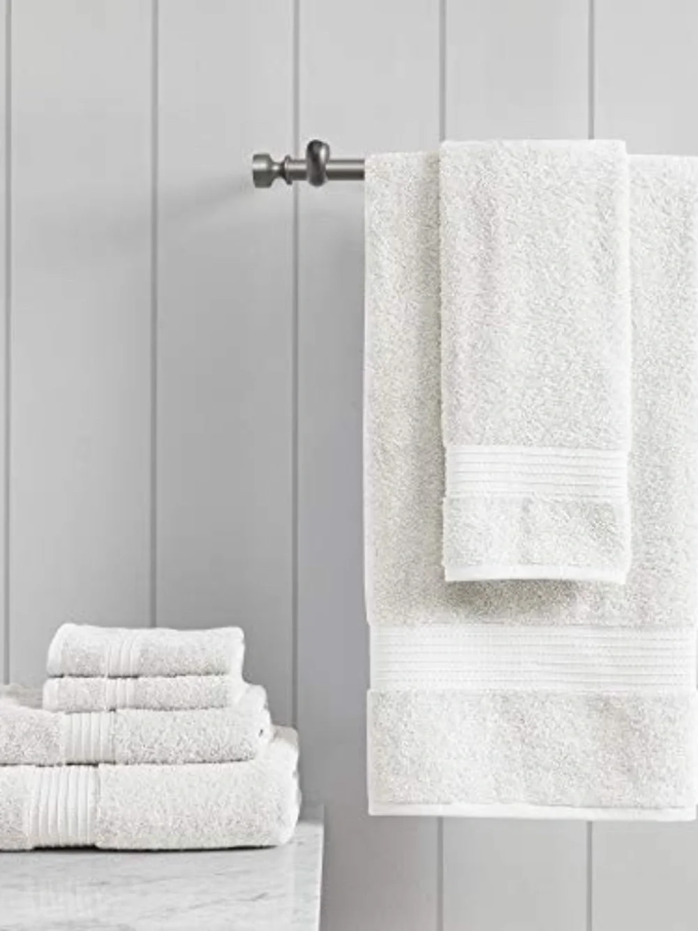 Madison Park 6-PC Organic Cotton Towel Set White Quick Dry Absorbent Multi-Size